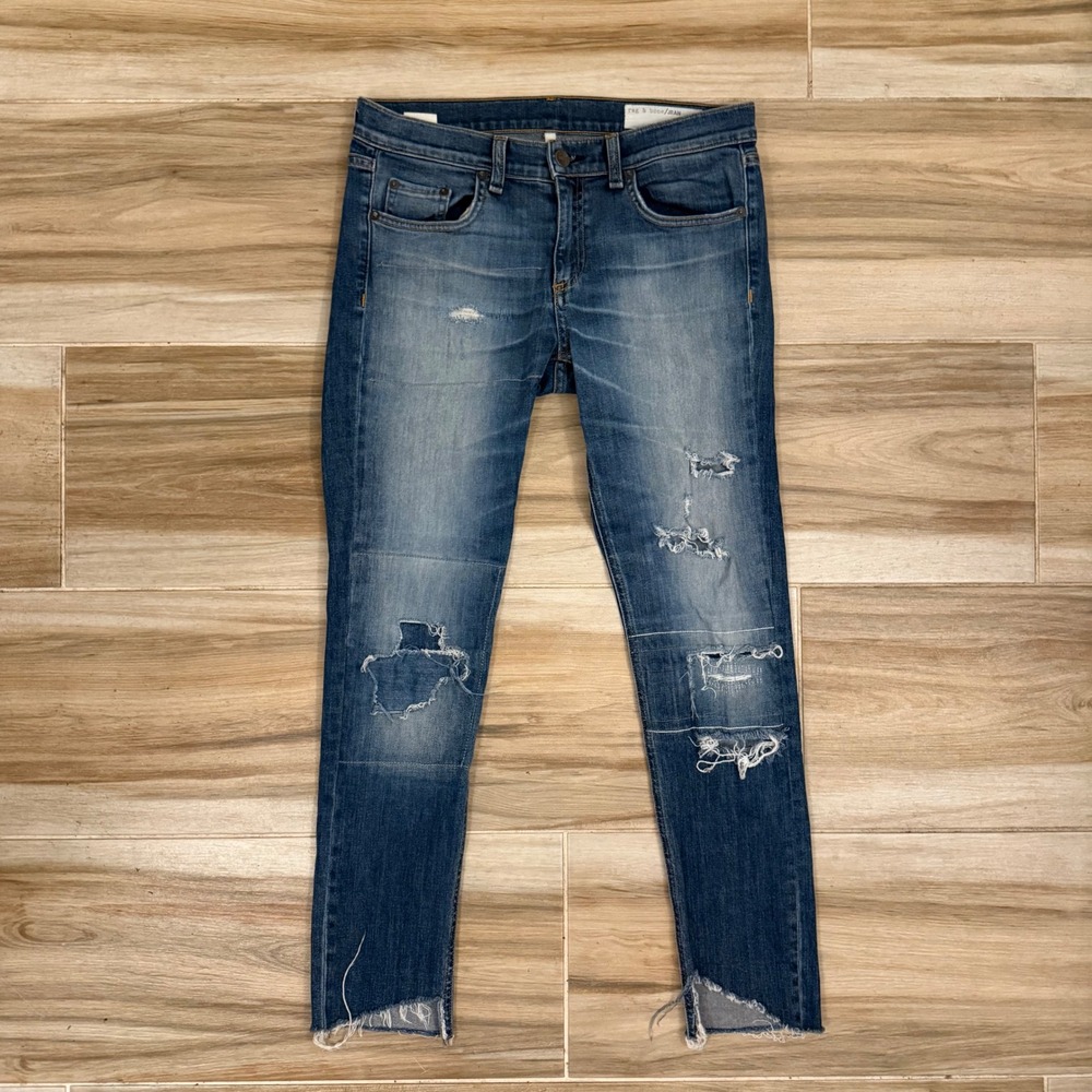 Rag & Bone Surfer Rep Distressed Skinny Jeans Blue Raw Hem 27 W1590K510SUP - Picture 1 of 8